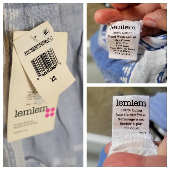 Lemlem  Eshal Blue Gradient Tiered  Short Cotton Sundress Spaghetti Straps -XS - Picture 6 of 9